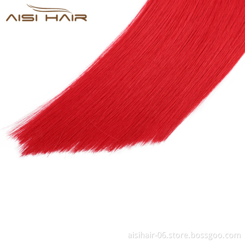 Aisi Hair 10A Unprocessed Red Human Hair Pre Bonded Keratin Double Drawn I Tip Human Hair Extension For Women